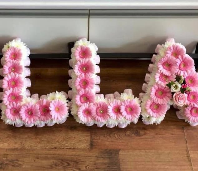 Funeral flower letters in Croydon