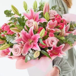 Luxurious Pink Rose & Lily Bouquet