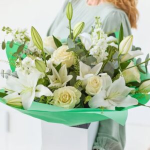 Sumptuous White Rose & Lily Bouquet